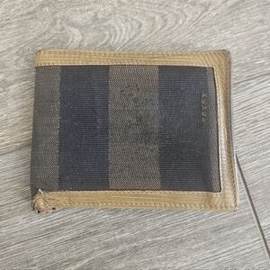 Fendi Paquin Striped Bifold Wallet DAMAGED POOR CONDITION PROJECT PIECE